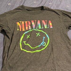 NIRVANA Rainbow Logo Tee - Charcoal